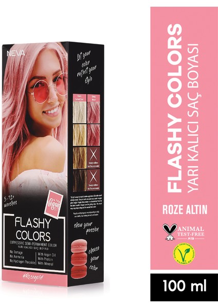 Flashy Colors (Vegan) Roze Altın Direkt Uygulanan Yarı Kalıcı Saç Boyası 100ML