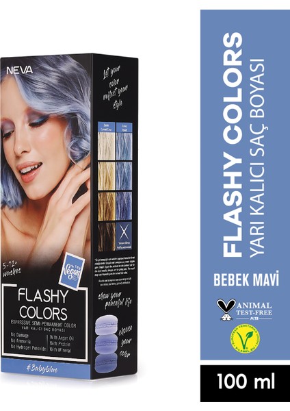 Flashy Colors (Vegan) Bebek Mavi Direkt Uygulanan Yarı Kalıcı Saç Boyası 100ML