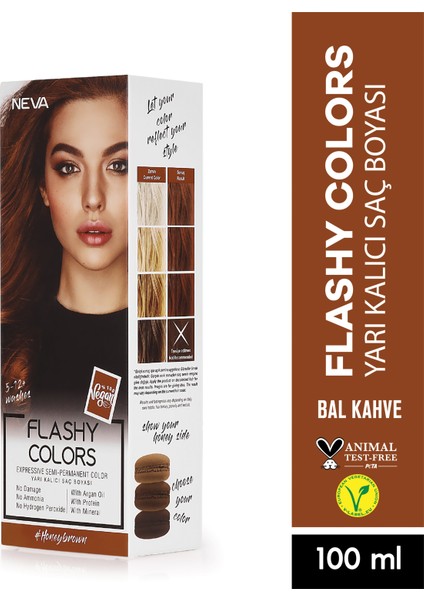 Flashy Colors (Vegan) Bal Kahve Direkt Uygulanan Yarı Kalıcı Saç Boyası 100ML