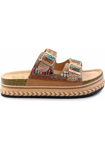 Camel Taşlı Kadın Terlik K04185010387