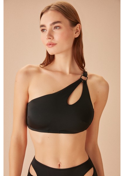 Tek Omuz Aksesuarlı Bralet Bikini Üst