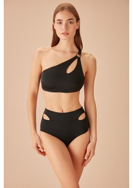 Tek Omuz Aksesuarlı Bralet Bikini Üst