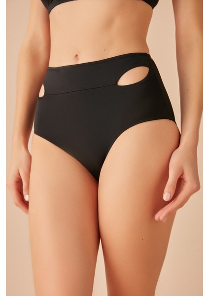 Yanı Detaylı Yüksek Bel Bikini Alt