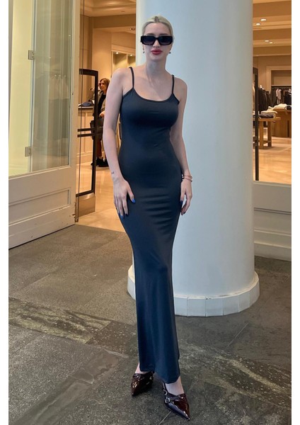 Füme Uzun Asklı Basic Elbise MG1852