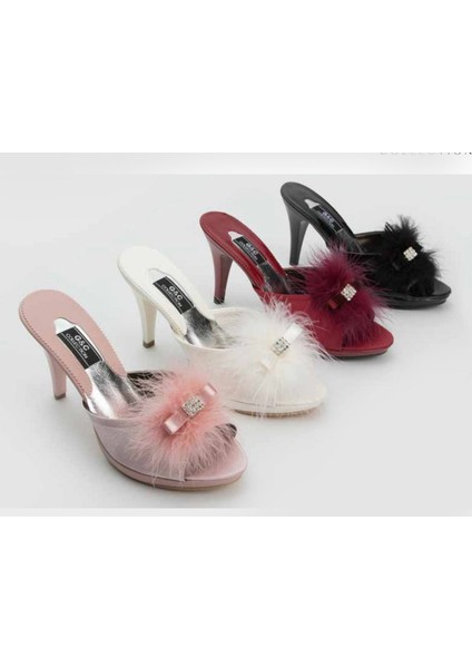 Taşlı Kaztüyü Platform Bayan Terlik 175 fiyatları