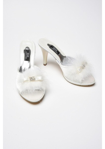 Taşlı Kaztüyü Platform Bayan Terlik 175 modelleri