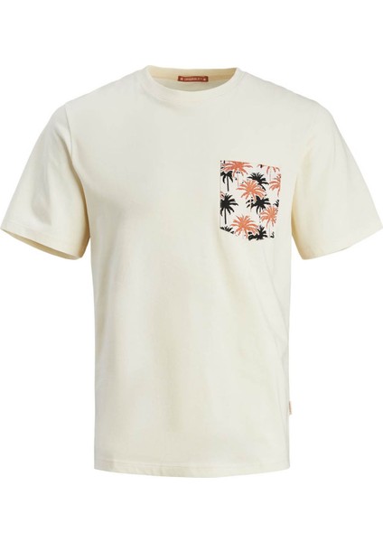 Jack & Jones Erkek T-Shirt Ekru 12255388 Joraruba Convo Pocket Tee Ss