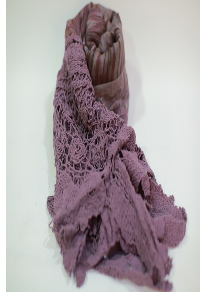 Lila Renk El Işi Ipek - Pamuklu Dantel Şal indirimleri