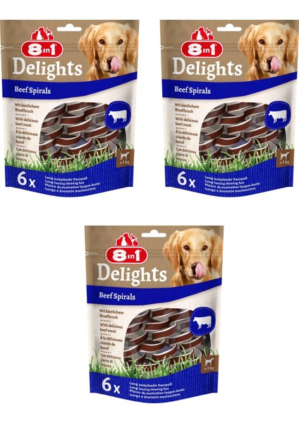 Delights Beef Spirals Biftekli Burgu Ödül 6 Lı x 3 Adet