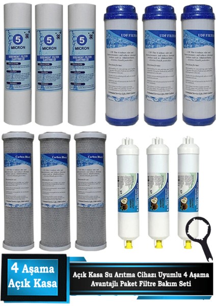 Açık Kasa Su Arıtma Cihazı Uyumlu 4 Aşamalı Cift Karbonlu Ekonomik Avantajlı Paket