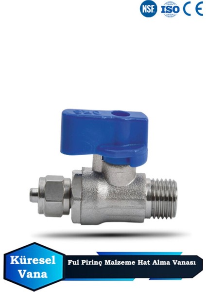 Su Arıtma Cihazları Için Metal Pirinç Malzeme Mini Hat Alma Vanası Küresel Vana