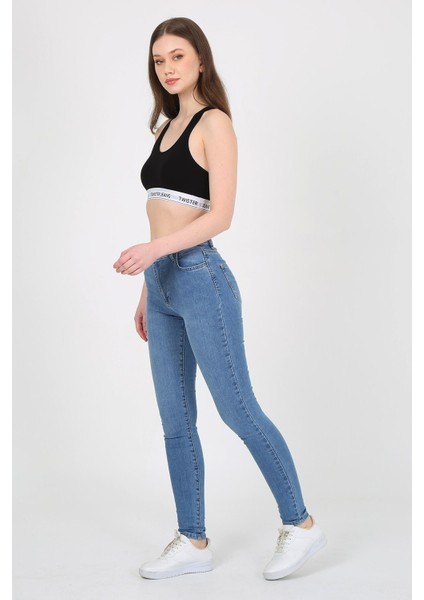 Skinny Normal Bel Dar Paça Kot Pantolon Eva 9028-104 Blue