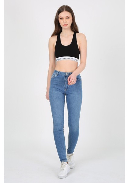 Skinny Normal Bel Dar Paça Kot Pantolon Eva 9028-104 Blue fırsatları