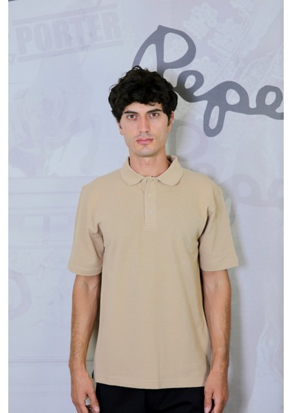 Erkek Pamuk Polo Yaka Büyük Beden Düz Battal T- Shirt