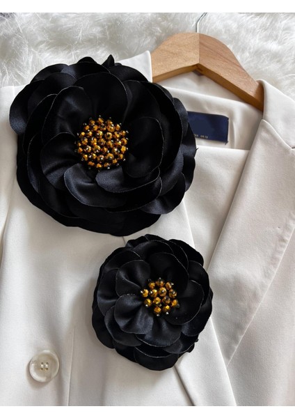 Saten Gül Broş Iki Adet