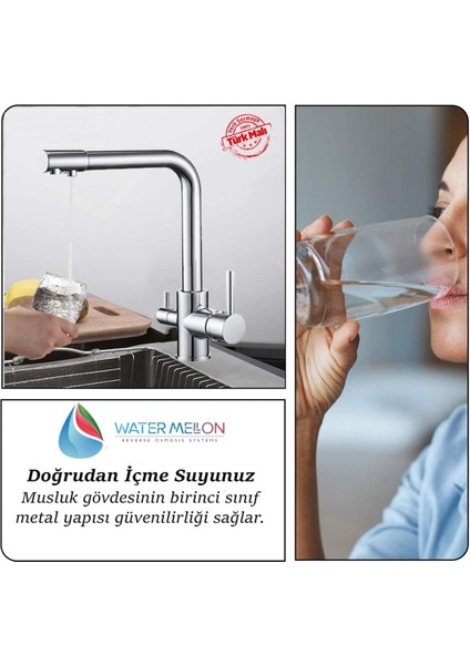 Yeni Nesil 3 Yollu Arıtma Bataryası Şebeke ve Arıtma Çıkışlı Su Arıtma Cihazı Musluğu