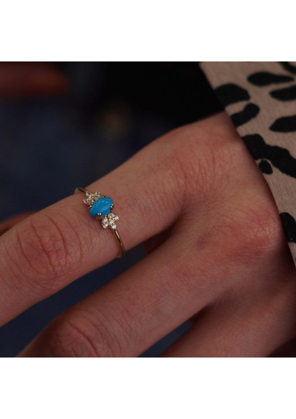 Firuze Taşlı Lotus Yüzük fırsatları