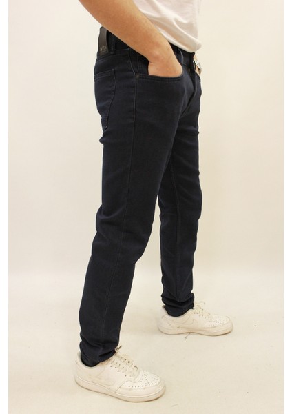 Gabon 626-07 Blue Black Dar Kesim Likralı Erkek Kot Pantolon Lacivert