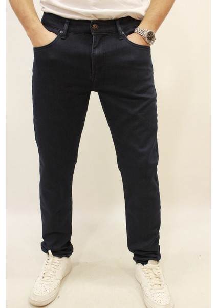 Gabon 626-07 Blue Black Dar Kesim Likralı Erkek Kot Pantolon Lacivert fiyatları