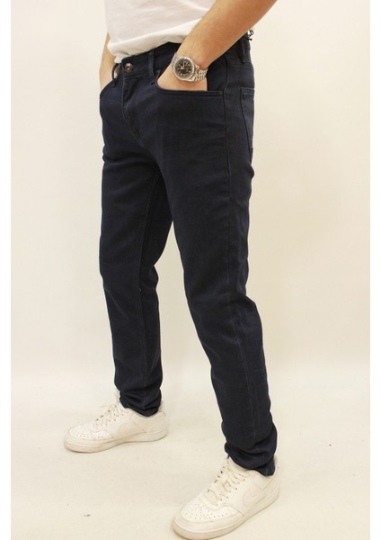 Gabon 626-07 Blue Black Dar Kesim Likralı Erkek Kot Pantolon Lacivert modelleri