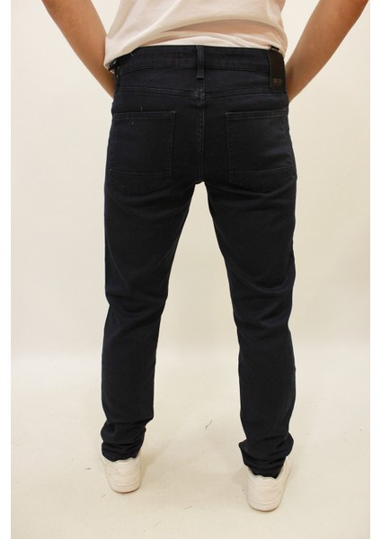 Gabon 626-07 Blue Black Dar Kesim Likralı Erkek Kot Pantolon Lacivert indirimleri