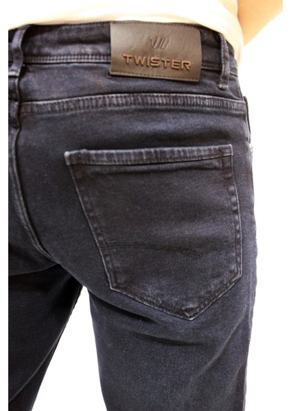 Milano 707-02 Blue Black Erkek Rahat Kalıp Düz Paça Likralı Kot Pantolon Laci indirimleri