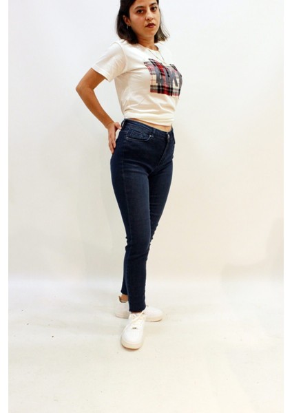 Mındy 9205-48 Likralı Yüksel Bel Kadın Kot Pantolon Mavi fırsatları