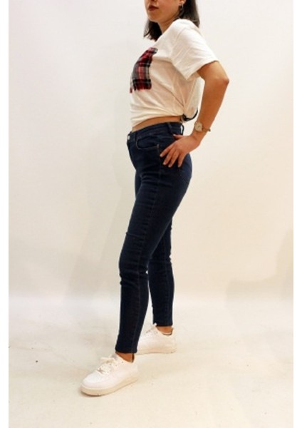 Mındy 9205-48 Likralı Yüksel Bel Kadın Kot Pantolon Mavi indirimleri