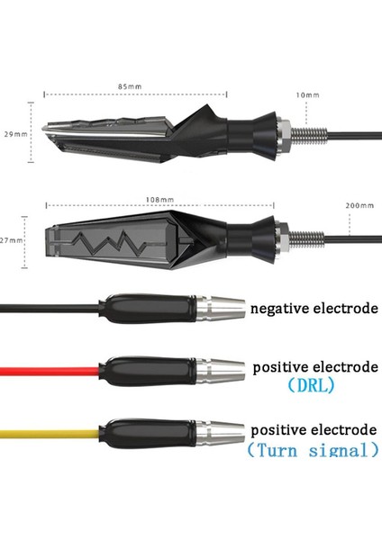 12v Led Motosiklet Sinyal Lambası Kayan Ledli Lüx 2li