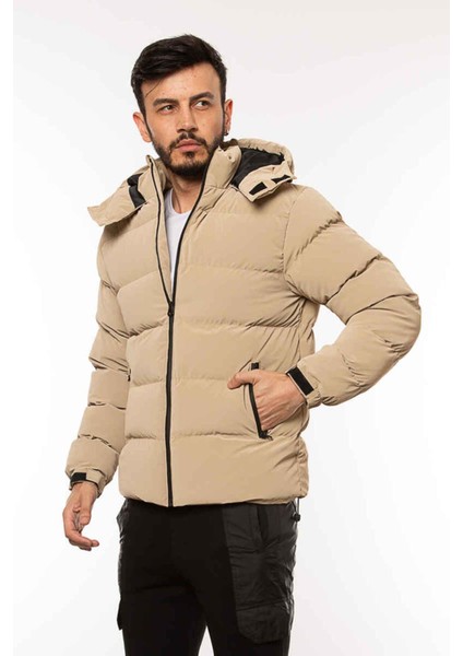 Caz 1052 Kapşonlu Kalın Erkek Puf Mont Bej fiyatları
