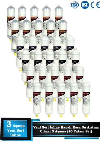 Kapalı Kasa Su Arıtma Cihazı Yeni Seri Inline 3 Aşamalı Toptan 10 Takım Filtre Bakım Seti