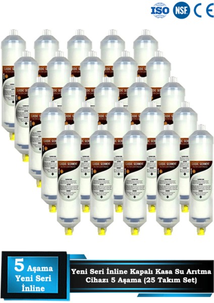 Kapalı Kasa Su Arıtma Cihazı Yeni Seri Inline 5 Aşamalı Toptan 25 Takım Filtre Bakım Seti