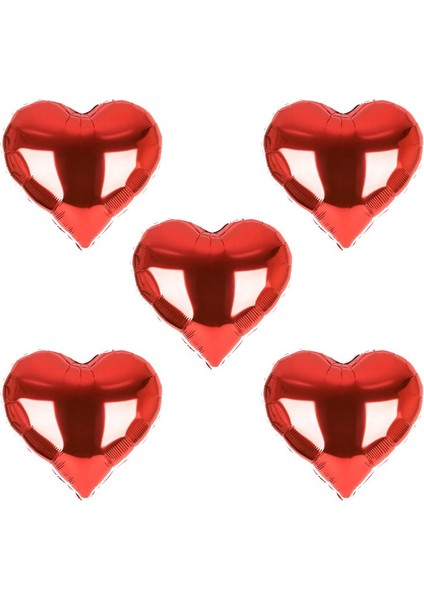 10 Inç Mini Kalp Folyo Balon Kırmızı 5 Adet