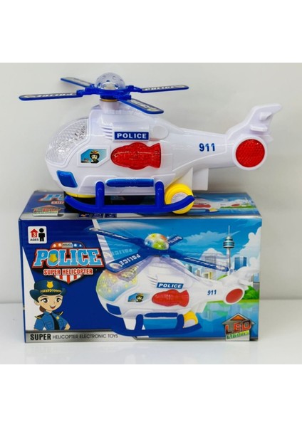 Berattoys 20 cm Pilli Helikopter Oyuncak Polis Helikopteri Sesli Işıklı Pilli Oyuncak