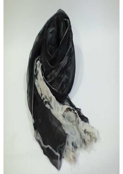 Gri Ve Siyah Renk Pamuklu Şal Eşarp