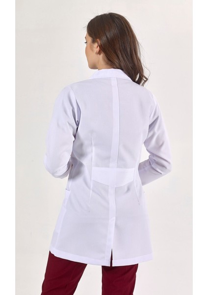 Beyaz Tunik Boy, Uzun Kol, Klasik Yaka, Doktor Önlüğü