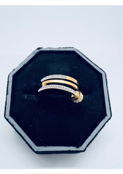 Gold Zirkon Taş Ayarlanabilir Çelik Yüzük fiyatları