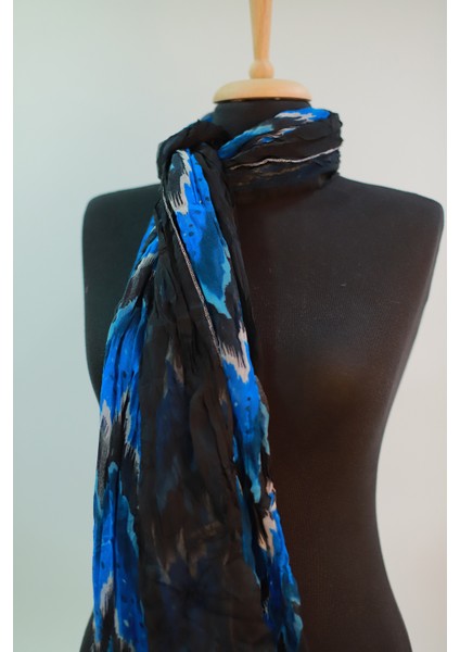 Okyanus Mavi Renk Pamuklu Şal Eşarp fırsatları