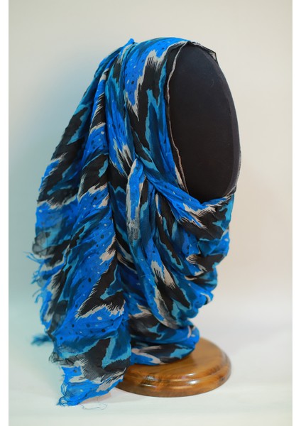 Okyanus Mavi Renk Pamuklu Şal Eşarp indirimleri