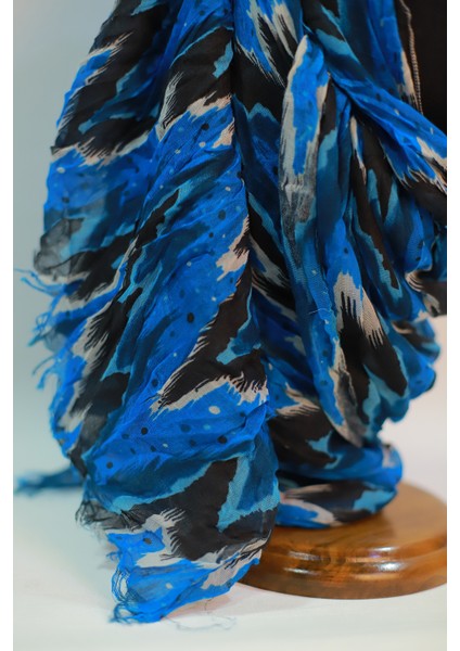 Okyanus Mavi Renk Pamuklu Şal Eşarp