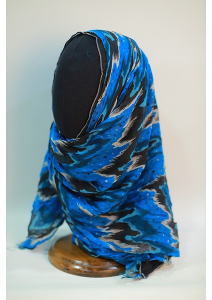 Okyanus Mavi Renk Pamuklu Şal Eşarp