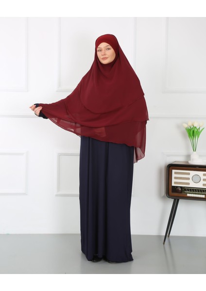 Mercan Hijab Üç Katlı Şifon Sufle Khimar