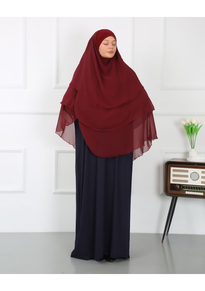 Mercan Hijab Üç Katlı Şifon Sufle Khimar