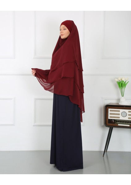 Mercan Hijab Üç Katlı Şifon Sufle Khimar