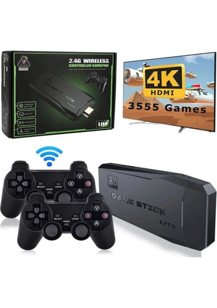 Oyun Konsolu 2.4g Kablosuz Çift Kol Hd Nostaljik Oyunlar 4K Game Stick 10.000 Oyun Atari Gaming