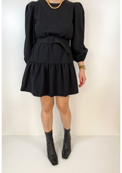 Kadın Siyah Volanlı Mini Elbise fiyatları