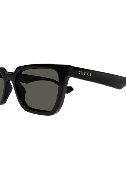 GG1539S 001 55-19 Kadın Siyah Mat Camlı Siyah Asetat Dikdörtgen Güneş Gözlüğü fiyatları