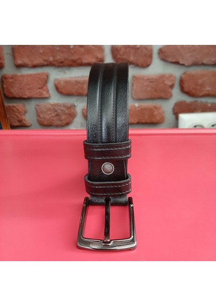 Erkek Kemer 3,5 Cm. Desenli Siyah Deri (Vejetal Dana Derisi) GVN-0053 fiyatları