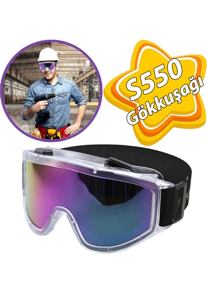 Kaynak Koruyucu İş Güvenlik Güvenliği Gözlüğü Ventilli Gözlük S550 Gökkuşağı Ürünleri