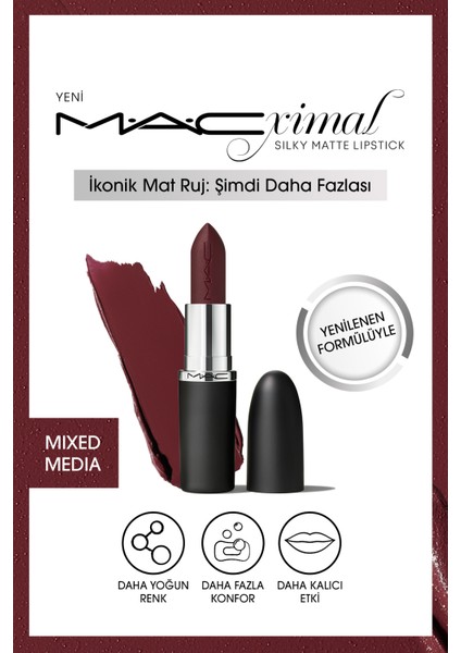 M·A·CXIMAL Silky Matte Lipstick Nemlendirme Etkili Yoğun Renk Sağlayan Ruj - Mixed Media